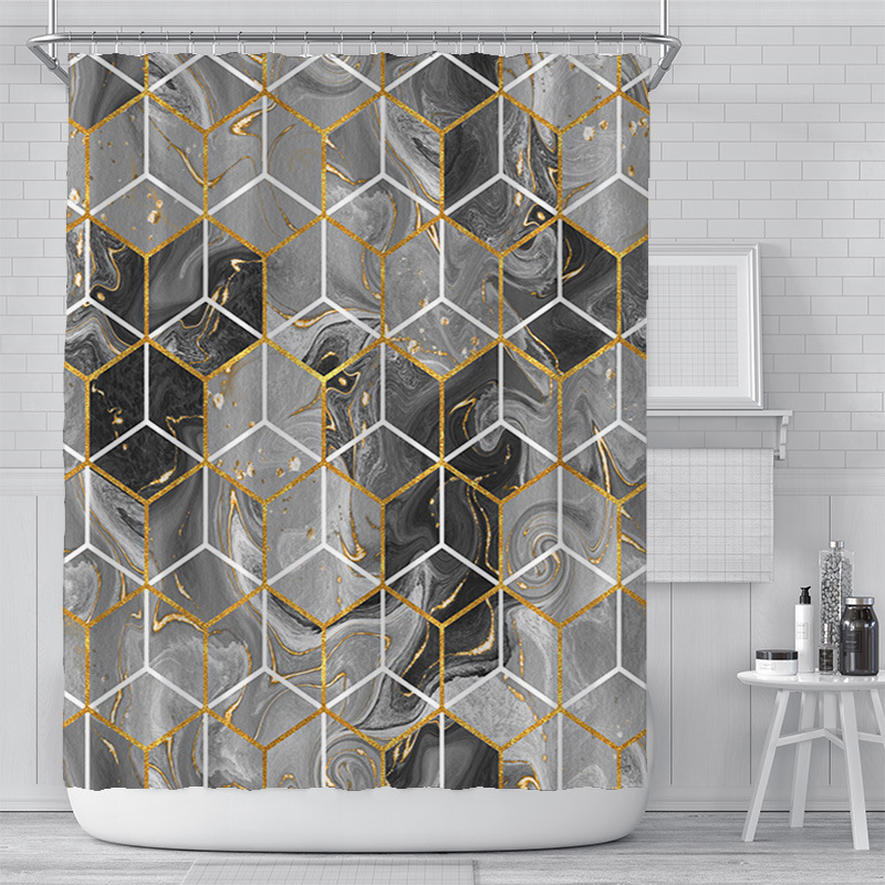 High quality durablepolyester bathroom curtain Shower Curtain geometric print design Waterproof 3D Shower Curtain
