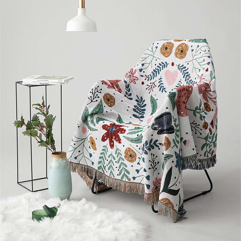 All Match Throw Blanket Sofa Decorative Slipcover Warm Design Cobertor on Beds Fawn/Pastoral Non-slip Tassel Blankets/