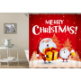 Drop Shipping Merry Christmas Two Snowmen Wearing scarves Happy Waterproof Shower Curtain/