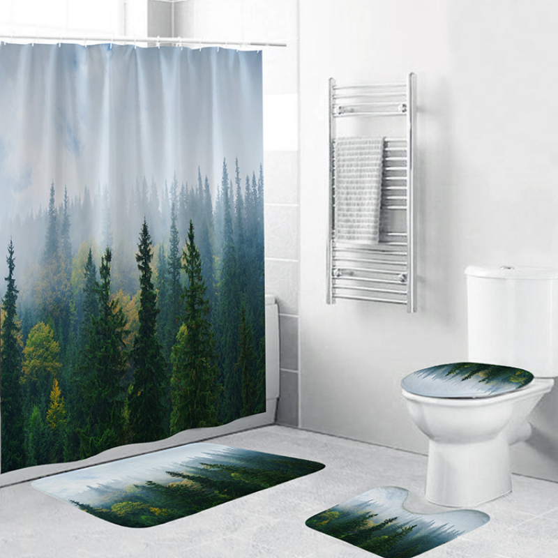 Home Goods Nature Shower Curtain 3d printed custom shower curtain with matching rug set