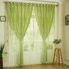 New design green leaves patterns Living Room sheer Printed Curtain