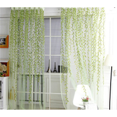 New design green leaves patterns Living Room sheer Printed Curtain