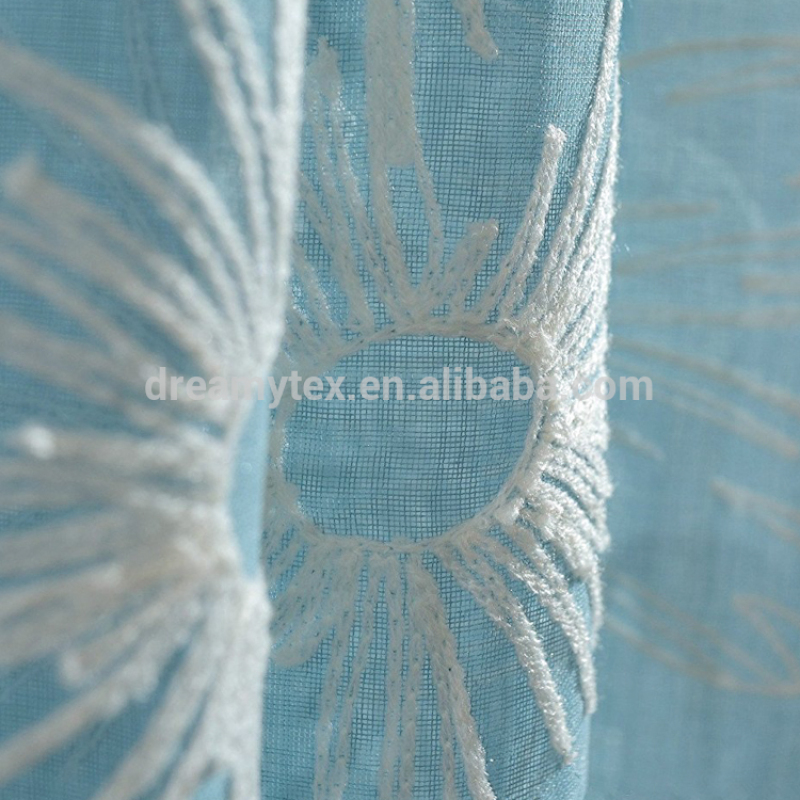 Supply wholesale blue sheer hotel window american style traditional curtain