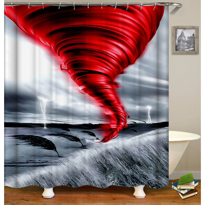Drop Shipping 100% Polyester Tropical Pattern Kids Shower Curtains, Digital Print Bathroom Shower Curtain Set with Hooks/