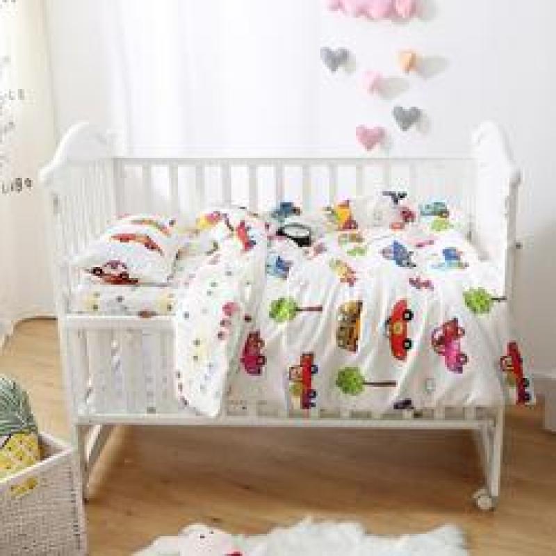 100% Cotton Nursery School Bedding Set Baby Bedsheet, Custom 3 Piece Suit Cartoon Bedding Sets/