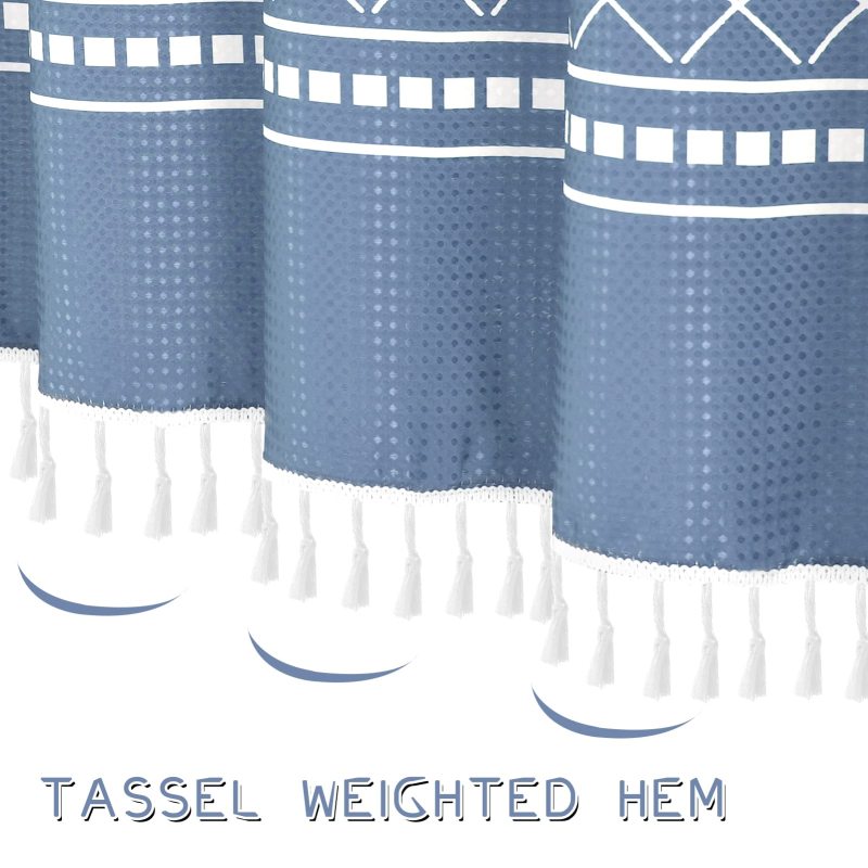 Thick Waffle Weave Shower Curtain 72 inch, Hotel Tassel Waterproof Bathroom Curtain$
