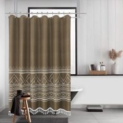 Thick Waffle Weave Shower Curtain 72 inch, Hotel Tassel Waterproof Bathroom Curtain$