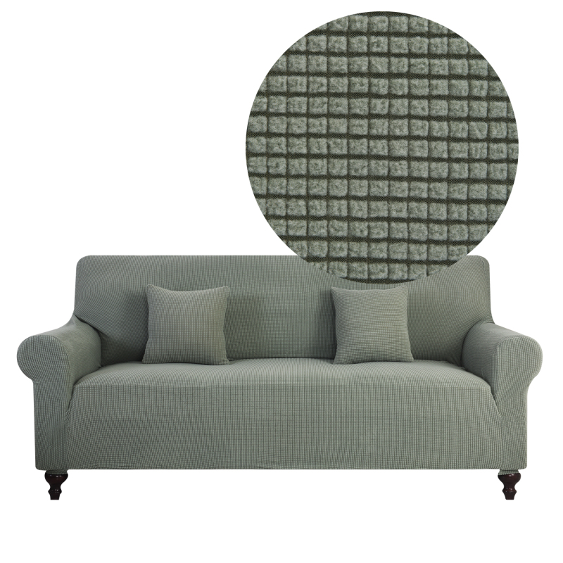 Latest Gray Green Corn Kernel Fabric Living Room Sectional Sofa Cover, Hot Sale Elastic Slipcover Home Decor Sofa Cover/