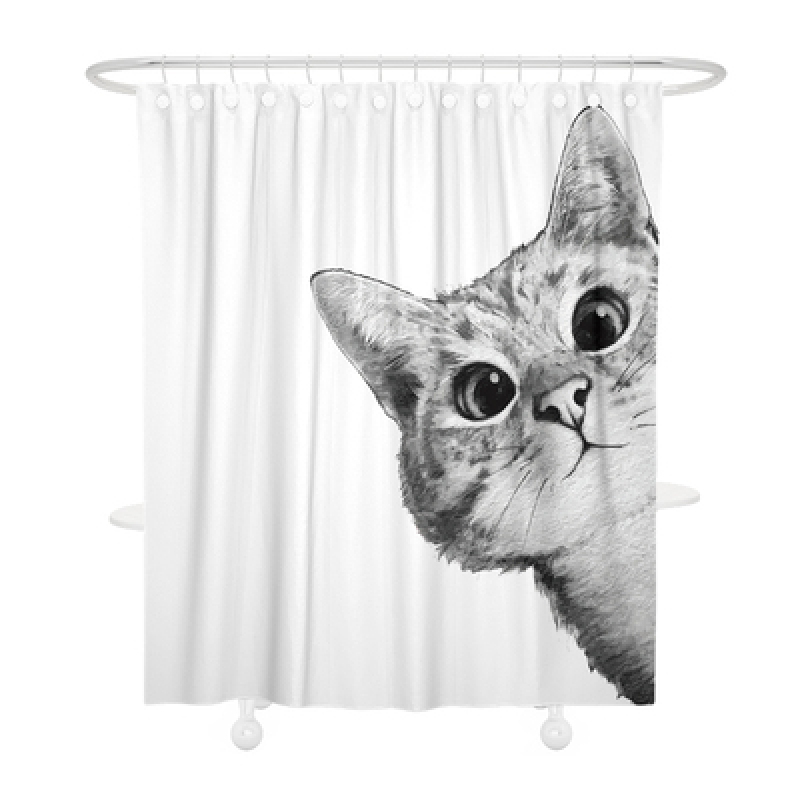 Thicken Nordic Waterproof Shower Curtain Bathroom, Student Dormitory Free Punching Water Partition Opaque Shower Curtain/