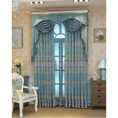 Rideaux Modern Hotel Living Room Embroidery  Fabric ,  Luxury Chenille Bedroom Embroidery  Curtains&