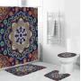 3D Digital Printing Full Polyester Waterproof Shower Curtain Floor Mat Toilet S ,Flower pattern shower curtain set for bathroom/