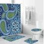 3D Digital Printing Full Polyester Waterproof Shower Curtain Floor Mat Toilet S ,Flower pattern shower curtain set for bathroom/