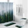 3D Digital Printing Full Polyester Waterproof Shower Curtain Floor Mat Toilet S ,Flower pattern shower curtain set for bathroom/