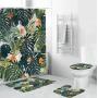 3D Digital Printing Full Polyester Waterproof Shower Curtain Floor Mat Toilet S ,Flower pattern shower curtain set for bathroom/