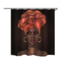 Afro Girl Shower Curtain, Black Girl Golden Lips Decor with 12 Hooks Waterproof Polyester Fabric, Bathroom Access