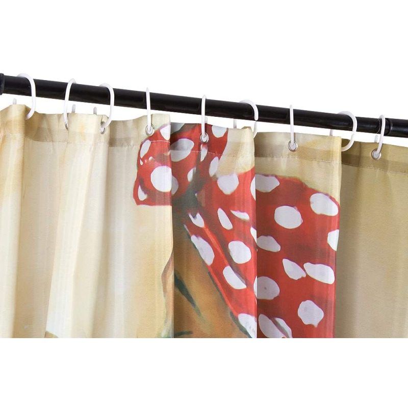 Afro Girl Shower Curtain, Black Girl Golden Lips Decor with 12 Hooks Waterproof Polyester Fabric, Bathroom Access