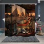Afro Girl Shower Curtain, Black Girl Golden Lips Decor with 12 Hooks Waterproof Polyester Fabric, Bathroom Access
