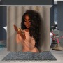 Afro Girl Shower Curtain, Black Girl Golden Lips Decor with 12 Hooks Waterproof Polyester Fabric, Bathroom Access