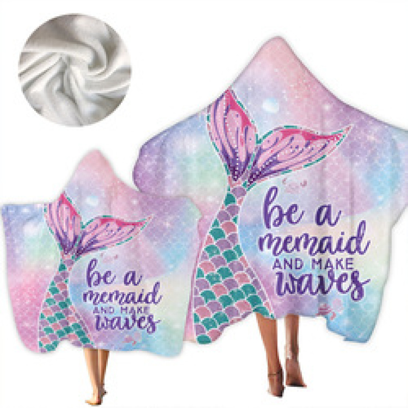New Mermaid Hooded Bath Towel, Microfiber Hood Wearable Beach Towel/