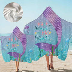 New Mermaid Hooded Bath Towel, Microfiber Hood Wearable Beach Towel/