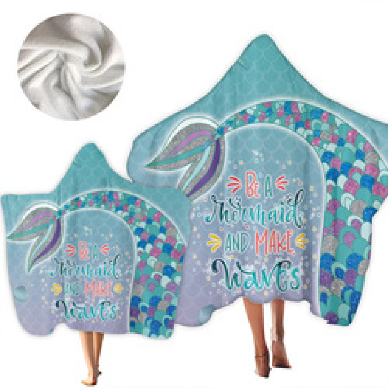 New Mermaid Hooded Bath Towel, Microfiber Hood Wearable Beach Towel/