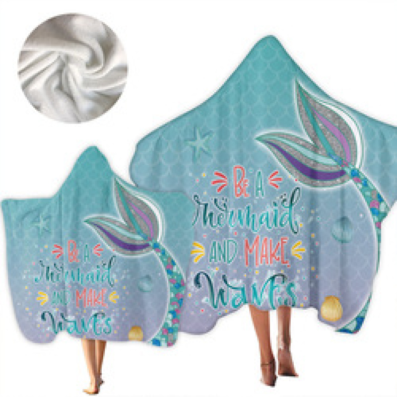 New Mermaid Hooded Bath Towel, Microfiber Hood Wearable Beach Towel/