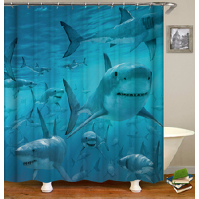 Colorful Cartoon Digital Printing Shower Curtain, Waterproof and Mildew Proof 180*180cm Bath Shower Curtain