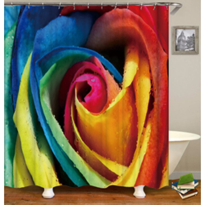 Colorful Cartoon Digital Printing Shower Curtain, Waterproof and Mildew Proof 180*180cm Bath Shower Curtain