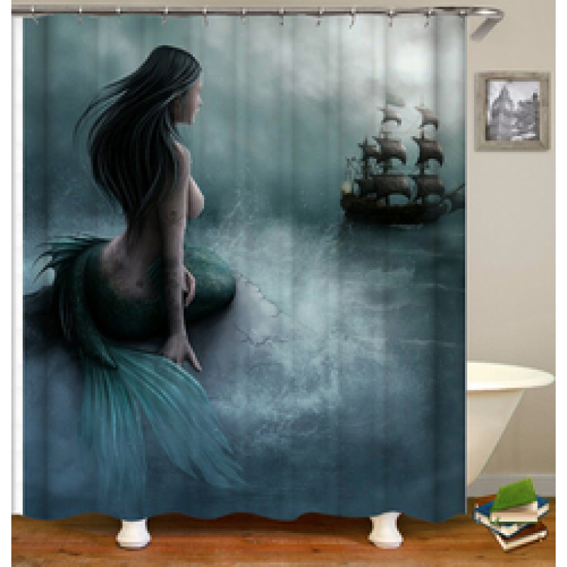 Colorful Cartoon Digital Printing Shower Curtain, Waterproof and Mildew Proof 180*180cm Bath Shower Curtain