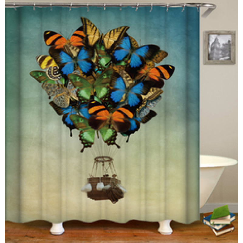 Colorful Cartoon Digital Printing Shower Curtain, Waterproof and Mildew Proof 180*180cm Bath Shower Curtain