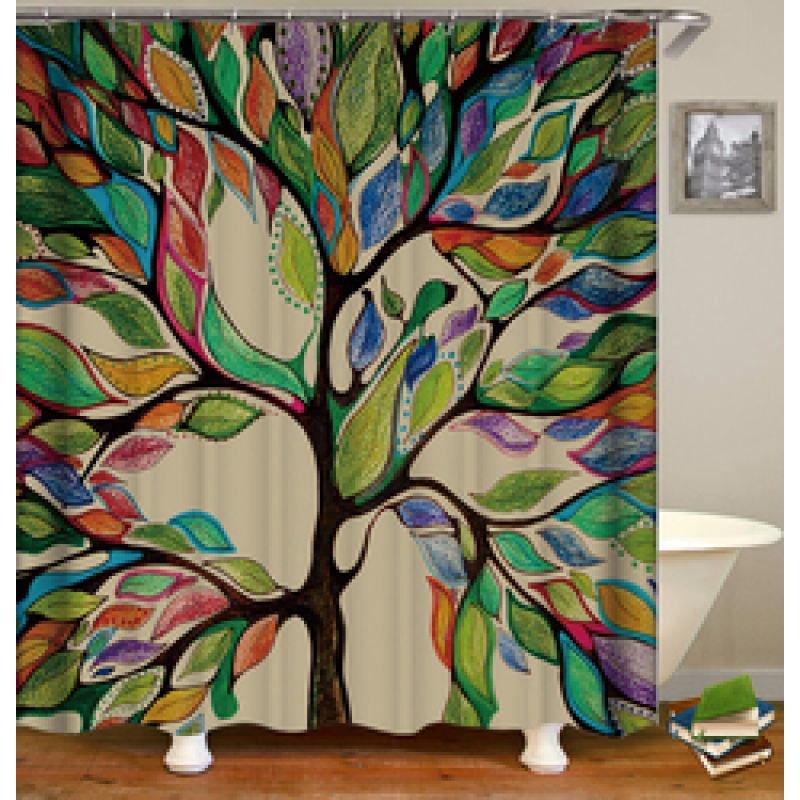 Colorful Cartoon Digital Printing Shower Curtain, Waterproof and Mildew Proof 180*180cm Bath Shower Curtain