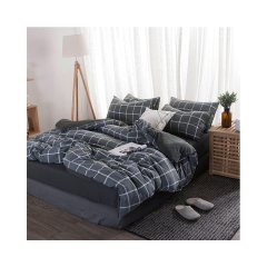 White And Navy Blue Plaid Bedding Sets Queen Comforter, Wholesale Comforter Sets Bedding/