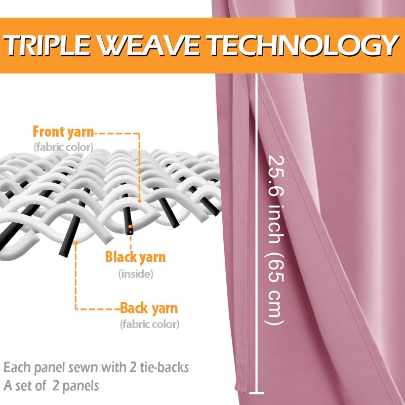 100% blackout curtains for bedroom, thermal insula double layers blackout curtain pink blackout curtains home luxury