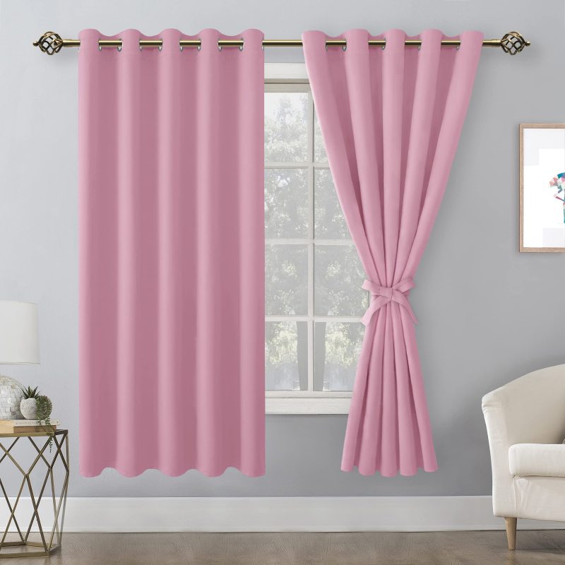 100% blackout curtains for bedroom, thermal insula double layers blackout curtain pink blackout curtains home luxury
