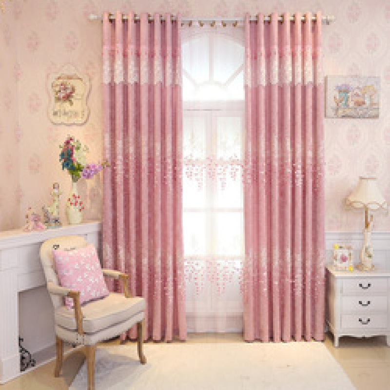 good price blackout design living room embroidery window curtain, curtain factory shaoxing chenille rideau pink bedroom curtains