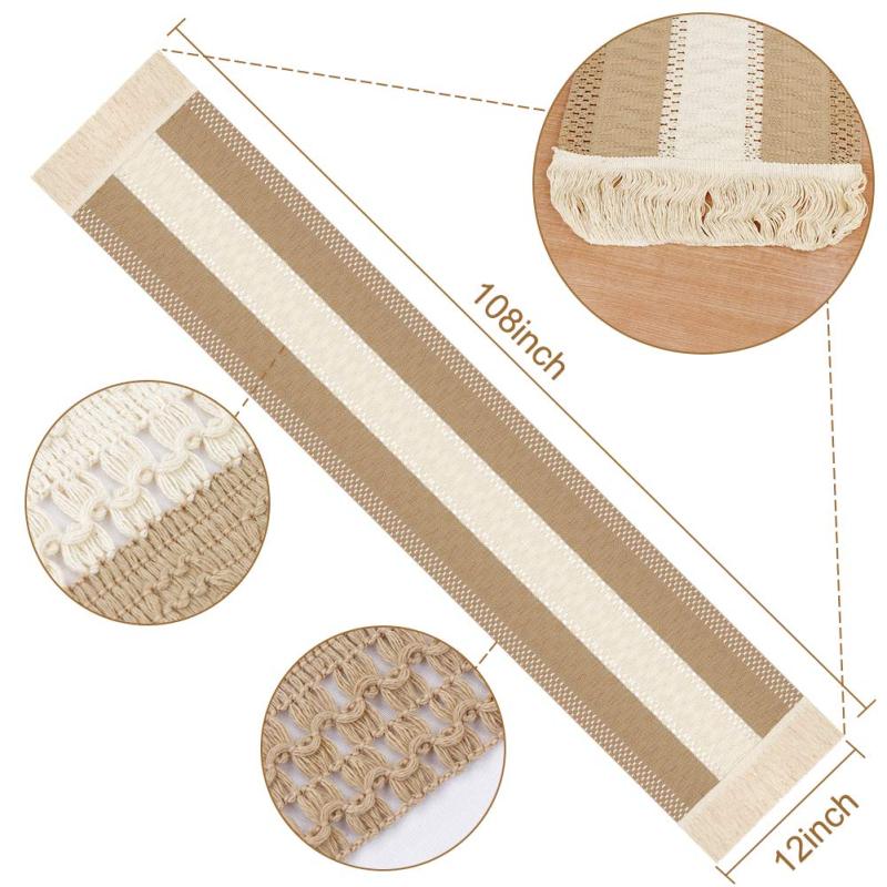 Hot Selling Splicing Cotton Farmhouse Style Boho Decor Rustic Woven Cotton tablecloths round 120 inch wedding for Party Wedding