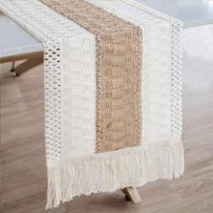 Hot Selling Splicing Cotton Farmhouse Style Boho Decor Rustic Woven Cotton tablecloths round 120 inch wedding for Party Wedding
