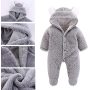 Newborn Baby Bear Warm Snowsuit, Cotton Fleece Cute Unisex Hooded  Romper Jumpsuit Winter Clothes