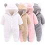 Newborn Baby Bear Warm Snowsuit, Cotton Fleece Cute Unisex Hooded  Romper Jumpsuit Winter Clothes