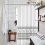 Cheap White Waffle Weave Shower Curtains, Wholesale Shower Curtains with Tassel$