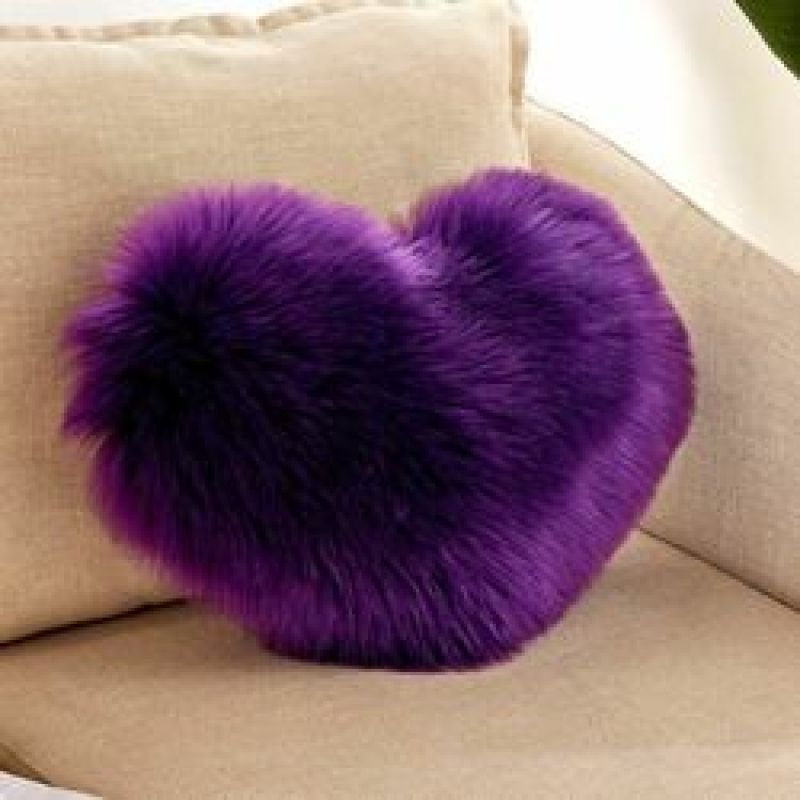 Heart Shaped Faux Wool Fur Cushion Cover Fluffy Soft Plush Pillow Case Slipcover,Garden Luxury Cushion Covers/