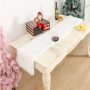 Modern Faux Fur Table Runner for Christmas, Fluffy White Tablecloth for Wedding#