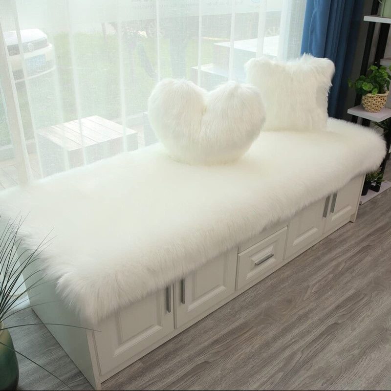 Modern Faux Fur Table Runner for Christmas, Fluffy White Tablecloth for Wedding#