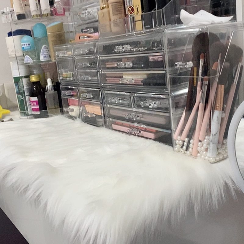 Modern Faux Fur Table Runner for Christmas, Fluffy White Tablecloth for Wedding#