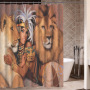 Stylish Waterproof Modern Shower Curtain, Hip Hop Art Black Hair Girl Shower Curtain/
