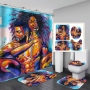 African Women Shower Curtains Polyester Rideau De Douche Black Girl Luxury Shower Curtain Set 4 Pcs