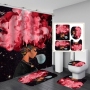 African Women Shower Curtains Polyester Rideau De Douche Black Girl Luxury Shower Curtain Set 4 Pcs