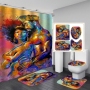 African Women Shower Curtains Polyester Rideau De Douche Black Girl Luxury Shower Curtain Set 4 Pcs