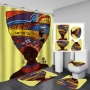 African Women Shower Curtains Polyester Rideau De Douche Black Girl Luxury Shower Curtain Set 4 Pcs