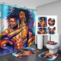 African Women Shower Curtains Polyester Rideau De Douche Black Girl Luxury Shower Curtain Set 4 Pcs